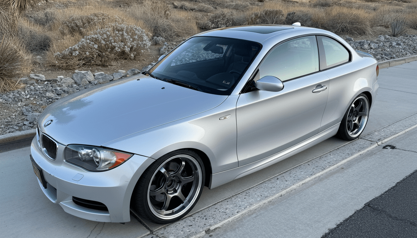 Luxury sedan with multi-spoke wheels