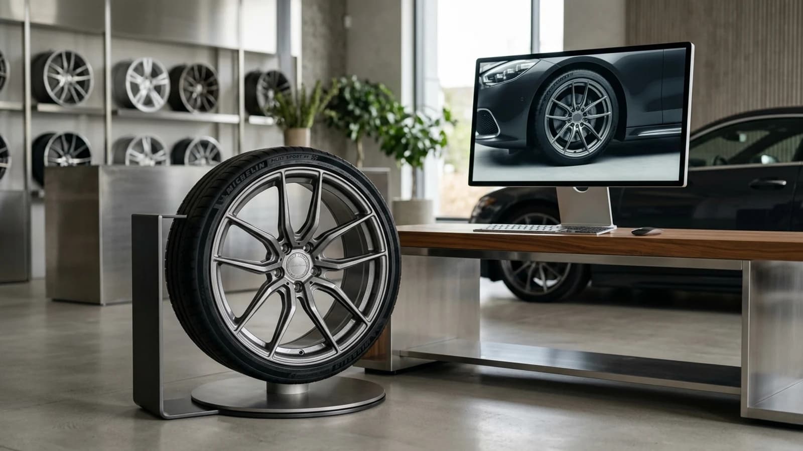 Wheel brand studio with product wheel sample and visual fitment catalog preview