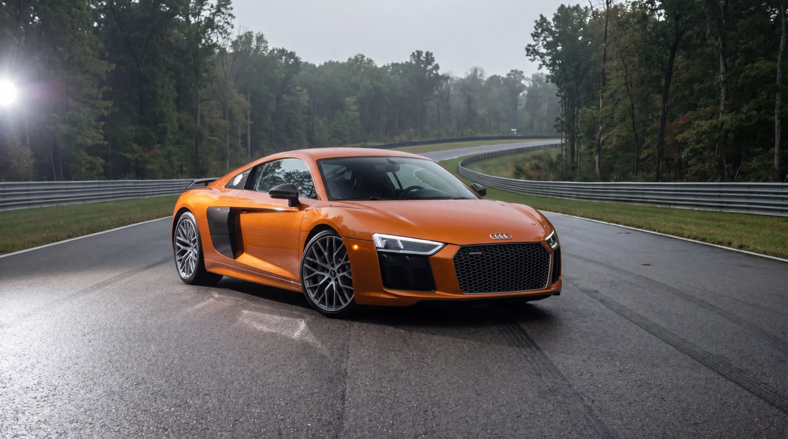 Orange Audi R8 before backdrop transformation