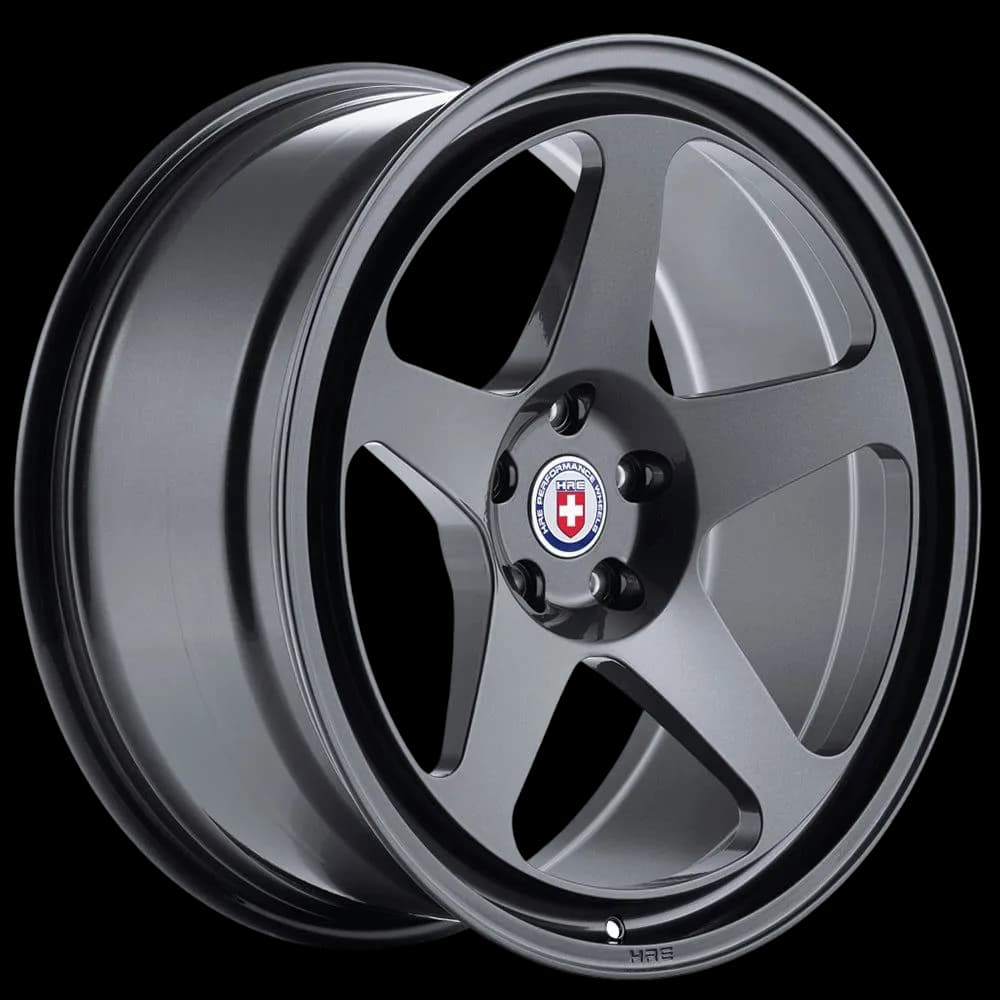Black aerodynamic aftermarket wheel for an Audi R8